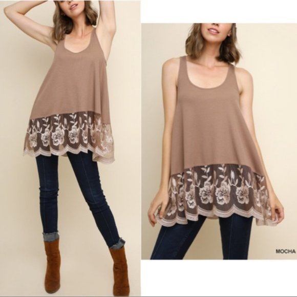 Umgee Tops - Mocha Lace Top